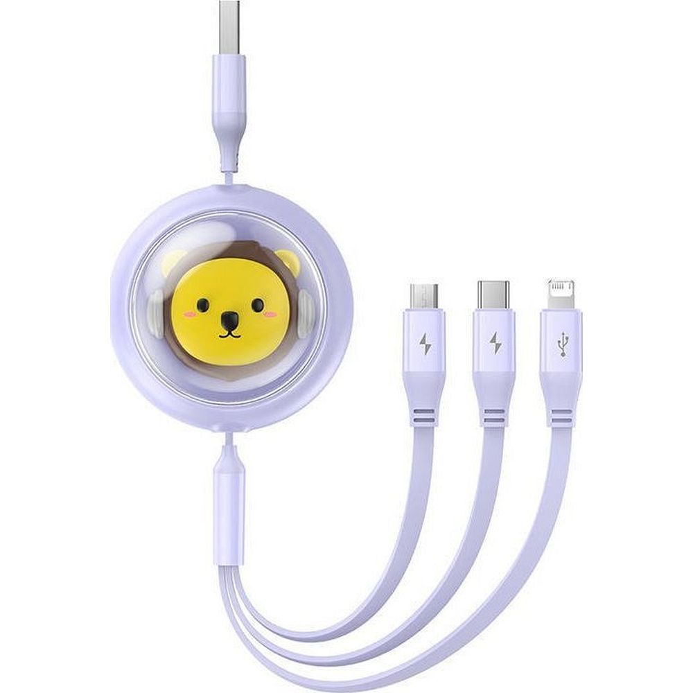 Cablu Retractabil USB catre Micro/Lightning/Type C 3 in 1 Leo 1,1m -Mov - 3 | YEO